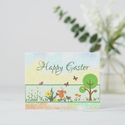 Papierfrühling Ostern Postkarte (Stehend Vorderseite)