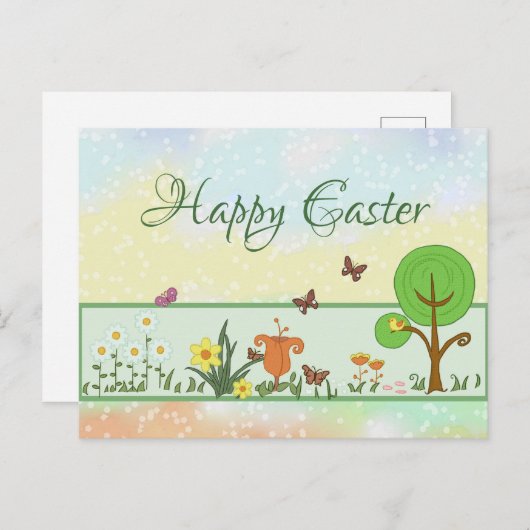 Papierfrühling Ostern Postkarte (Vorne/Hinten)