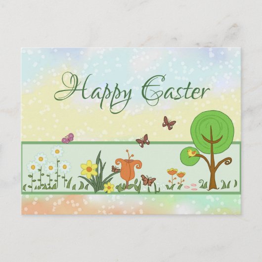 Papierfrühling Ostern Postkarte (Vorderseite)