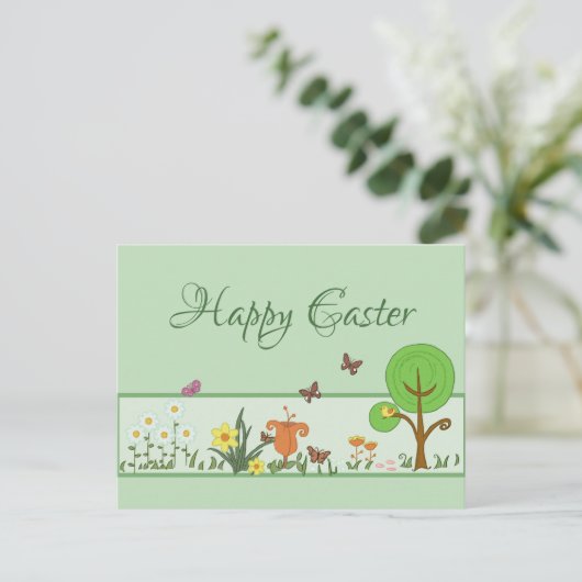 Papierfrühling Ostern Postkarte (Stehend Vorderseite)