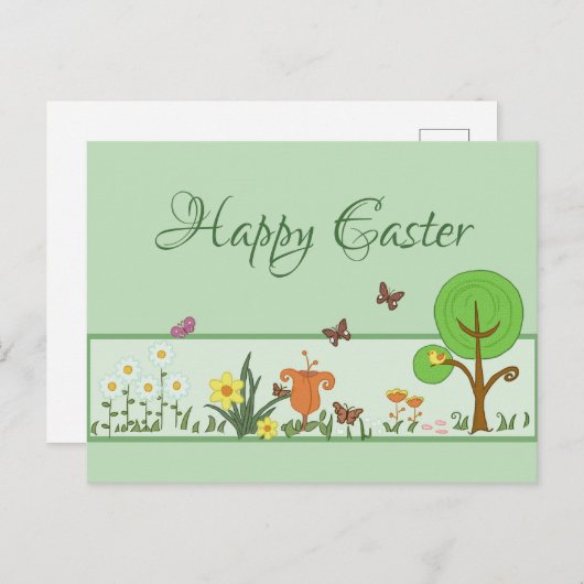 Papierfrühling Ostern Postkarte (Vorne/Hinten)