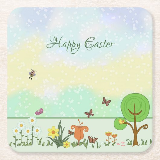 Papierfrühling Ostern Rechteckiger Pappuntersetzer (Vorderseite)