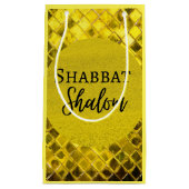 Papiergeschenk Beutel Shabbat Shalom Gelb Design Kleine Geschenktüte (Vorderseite)