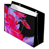 PAPIERGESCHENKE MIT JAPANISCHEN BLUME SCHWARZ GROßE GESCHENKTÜTE (Vorderseite Schrägansicht)