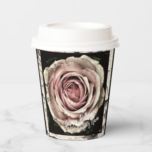 Papiergruppen mit Vintager Rose und Text-HAMbWG Pappbecher (Vorderseite)