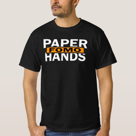 Papierhandschuhe FOMO Trading Funny Crypto Stockma T-Shirt (Vorderseite)