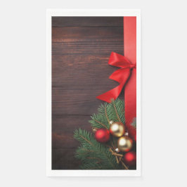 Papierhandtuch "Holz und rotes Band" Serviette