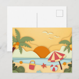 Papierhandwerk Sommer am Strand  Postkarte