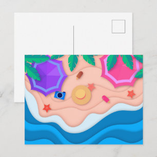 Papierhandwerk Sommer am Strand  Postkarte