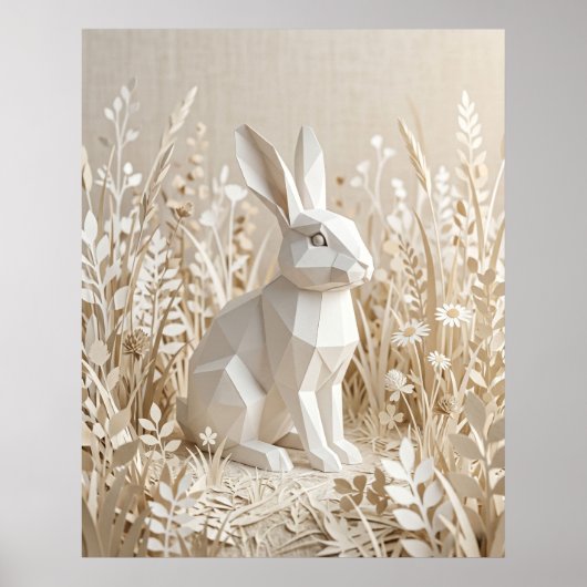 Papierhase Leinenwiese Poster (Vorne)
