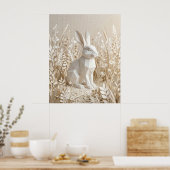 Papierhase Leinenwiese Poster (Küche)