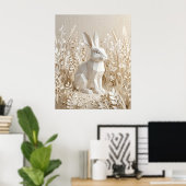 Papierhase Leinenwiese Poster (Heimbüro)