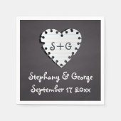 Papierherz auf der Tafel mit Monogramm Hochzeit Serviette (Vorderseite)