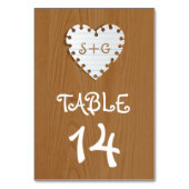 Papierherz auf Holz, Tischnummer für Hochzeiten au (Rückseite)