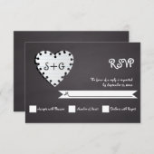 Papierherz auf Kalkboard & Monogramm Hochzeit RSVP (Vorne/Hinten)