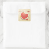 Papierherz Quadratischer Aufkleber (Tasche)