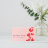 Papierherzen aus Valentinstag in Rosa Visitenkarte (Stehend Vorderseite)
