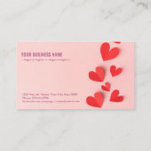 Papierherzen aus Valentinstag in Rosa Visitenkarte (Rückseite)