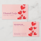 Papierherzen aus Valentinstag in Rosa Visitenkarte (Vorne/Hinten)