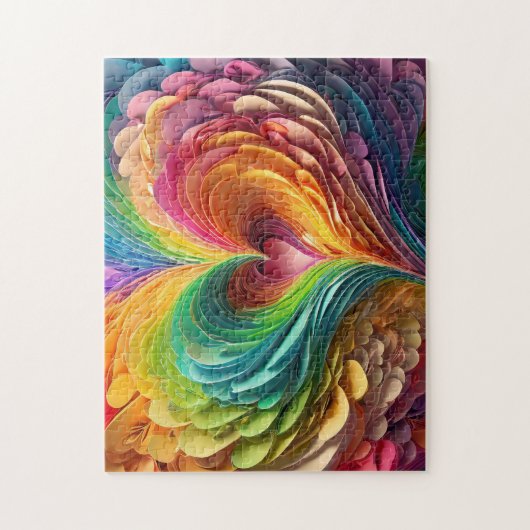 Papierherzen in Regenbogenfarben schneiden Puzzle (Vertikal)