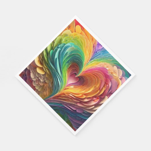 Papierherzen in Regenbogenfarben schneiden Serviette (Ecke)