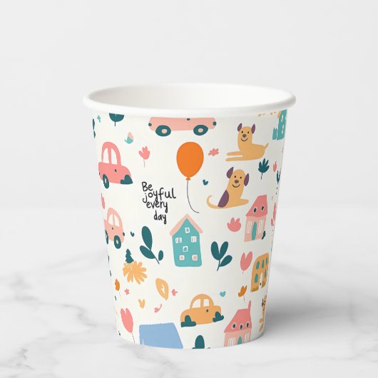 Papierhüllen mit farbigen Mustern Pappbecher (Rückseite)