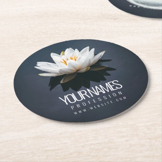 PAPIERKARTE UNTERSETZER: LOTUS AUF WASSER RUNDER PAPPUNTERSETZER (Angewinkelt)