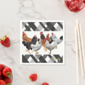 Papierkatzen, Schwarz-weiße Karierte Hühner Serviette (Beispiel)