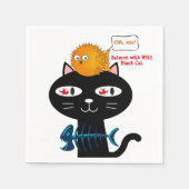 Papierkatzen, Schwarze Katze, Kätzchen Fisch Abend Serviette (Vorderseite)