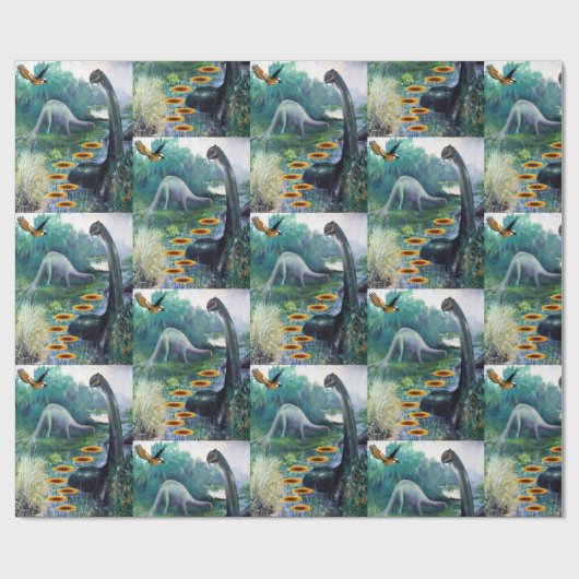 Papierkorb Dinosaurier Geschenkpapier (Flach)