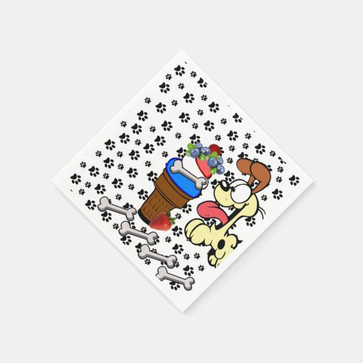 Papierkörbe, Paws-Hunde-Knochen-Eiscreme Serviette (Ecke)