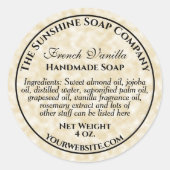 Papierkosmetik-Seifenetikett mit Tan Runder Aufkleber (Vorderseite)