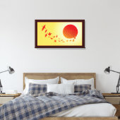 Papierkran bilden sich in die aufgehende Sonne. Leinwanddruck (Insitu (Schlafzimmer))