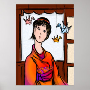 Papierkran-im Flug Plakat