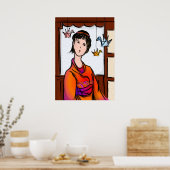 Papierkran in Flugplakat Poster (Küche)