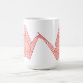 Papierkran mit roten Herzen und Blumenmuster Kaffeetasse (Mittel)