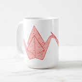 Papierkran mit roten Herzen und Blumenmuster Kaffeetasse (Vorderseite Links)