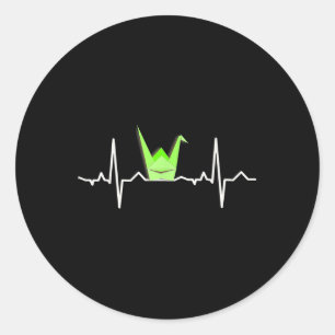Papierkran Origami , Pulsband-Heartbeat-Shirt Runder Aufkleber