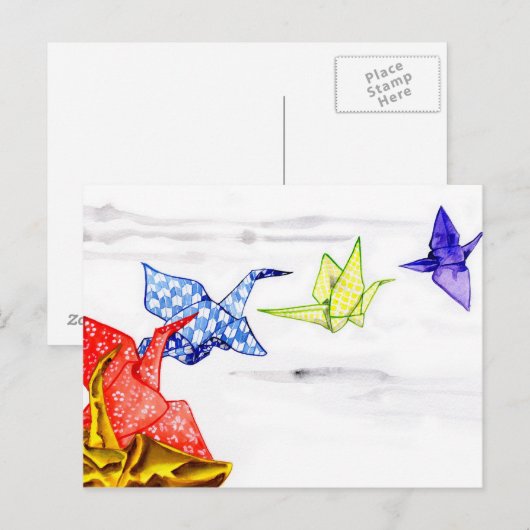 Papierkräne Postkarte (Vorne/Hinten)
