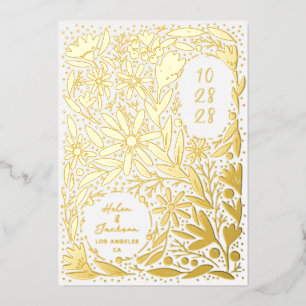 Papierkunst Ländliche Blumen Zur Hochzeit einladen Folieneinladung