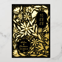 Papierkunst Rustikale Blumen Schwarz Save-the-Date