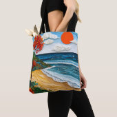 Papierkunststrand mit Baumbestand Tasche (Von Nahem)
