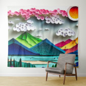 Papierlandschaft Wandteppich (Beispiel (Horizontal))