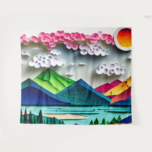 Papierlandschaft Wandteppich (Vorderseite (Horizontal))