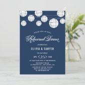 Papierlaternen | Einladung zum Abendessen mit blau (Stehend Vorderseite)