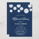 Papierlaternen | Einladung zum Abendessen mit blau (Vorne/Hinten)