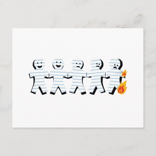 Papiermenschen brennen postkarte (Vorderseite)
