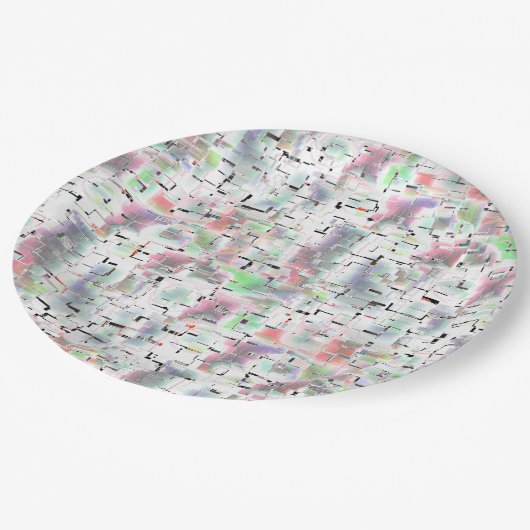 Papiermosaik in undurchsichtigen Farben und mit kl Pappteller (Schrägansicht)