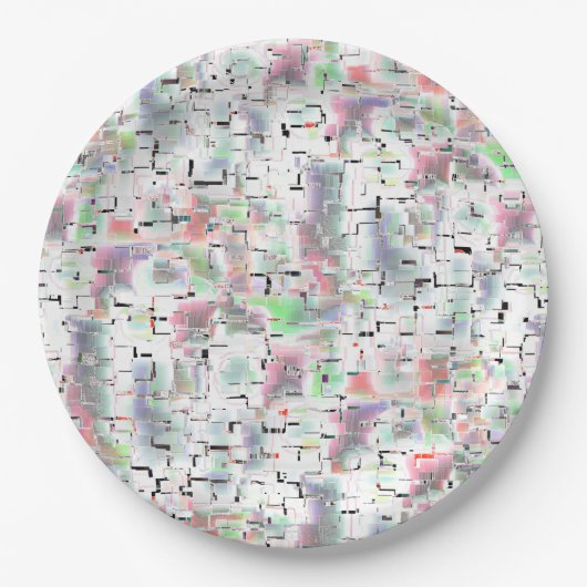 Papiermosaik in undurchsichtigen Farben und mit kl Pappteller (Vorderseite)