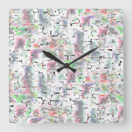 Papiermosaik in undurchsichtigen Farben und mit kl Quadratische Wanduhr